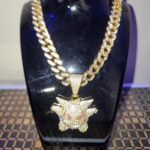 Fashion Gold Plated Iced-Out Hip-Hop 20' Necklace and Gengar Pendant