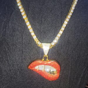 Fashion Zircon Gold Plated Iced Out Hip Hop Jewelry 20' Necklace and Grill Pendant